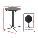 Gardeon Outdoor Bar Table Round Folding Desk Top 109cm Patio Furniture Black FF-TABLE-SL-BK