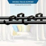 6 Pack Double Curtain Rod Brackets, Heavy Duty Metal Holders for 1 In and 5/8 In Rods, Black V1188-MS-721-230