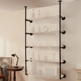 Industrial Pipe Shelf, 5 Tier 2PCS, 9.84in Applicable Board Width Wall-Mount Floating Rustic Wood V952-JSGZWJYGWMBHN3J8IV0