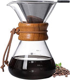 Pour Over Coffee Maker,Reusable Glass Coffee Pot Manual Dripper Brewer Hand Drip with Stainless V1188-YT-A-487