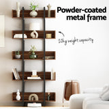 Artiss Bookshelf 5-Tier Bookcase Display Shelves Metal Storage Stand Rack Walnut MET-BSHELF-01-WAL