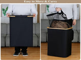 Laundry Hamper with Lid - Waterproof Freestanding Laundry Basket with Removable Liner Bag, V1258-DP02-C-1294