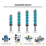 Double Bearing Spiral Flush Trim Router Bit 1/2" Shank - Solid Carbide Blade with Teflon Coating, V1107-145-50122-BLU3