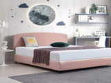 Linen Fabric King Bed Curved Headboard Bedhead - Pale Pink V63-839861