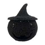Handmade Crochet Witch Hat Pumpkin Figurine, Gothic Halloween Tabletop Decor, Soft Knit Texture, V1192-AZ-W-24665
