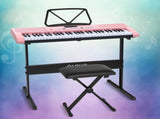 Alpha 61 Keys Electronic Piano Keyboard Digital Electric w/ Stand Stool Pink EK-KL-97-PK-H-B01