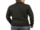 100% SHETLAND RAGG WOOL Half Zip Up Knit JUMPER Pullover Mens Sweater Knitted - Plain Black - S V563-SW-HZ-FBK99B-S