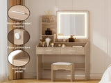 Artiss Dressing Table Set Stool Led Wood FUR-V-DRESS03-LED-WD-AB
