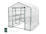 Greenhouse Walk-In Tunnel 3 Tier Planting Shelves 143x143x195cm Strong Stability with PE Cover V985-GREENHOUSE2