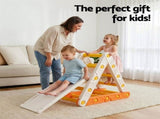 Keezi Kids Climbing Frame Set With Slide Indoor Outdoor Toddler Toys Pikler Triangle Climber KCS-SLIDE-TRGL-WH