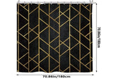 Black Gold Geometric Shower Curtain - Modern Abstract Polyester Fabric Waterproof Bathroom Decor, 12 V1192-AZ-W-29952