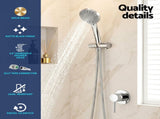 Cefito 4.5" Handheld Shower Head Round with Wall Bathroom Mixer Silver SHOWER-A4-RO-SI-MIXER-RO