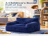 Kids Single Sofa Chair with Corduroy Fabric and Storage Pocket, Cozy Bean Bag Lounger for Children V1341-ZY-C5Q3UD7X-DARKGREY