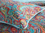 Blue Teal Boho Print Bedspread Quilt Set Pillowcases V745-MAC060758K13UU