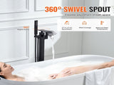 Freestanding Bathtub Faucet, Floor Mount, Freestanding Tub Filler, Shower Mixer Taps, Two Water V952-PBKSLTSFXYGHC2R75V0