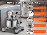 Commercial Food Mixer, 10L Commercial Stand Mixer with 3 Adjustable Speeds, 550W Dough Mixer with V952-ZXSPJBJ10QT66CB89V3