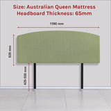 Linen Fabric Queen Bed Curved Headboard Bedhead - Olive Green V63-839811