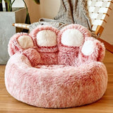 Red Double-Silk Red Fleece Dog Bed with Paw Design, 90cm Diameter V1106-DSZ-PET-00789