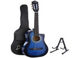 Alpha 34 Inch Classical Guitar Wooden Body Nylon String w/ Stand Beignner Blue GUITAR-D-34-BLUE-CAPO