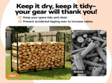 Gardeon Firewood Rack 120cm Wood Rack 3 Sizes Firewood Storage with Tools Black FSR-A-H120