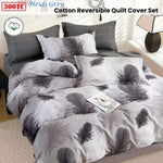 300TC Heidi Grey Reversible Cotton Quilt Cover Set Queen V442-ATX-QUILTCS-300TCHEIDI-GREY-QS