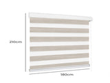 Marlow Blackout Zebra Roller Blind Curtains 180x210 Beige CD1015-180X210-WH