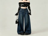 Vintage Blue Size XL Retro High Waist Wide Leg Denim Halloween Plus Size Friendly Gift Double V1221-XM-LB6538-GM172