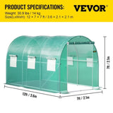 Walk-in Tunnel Greenhouse Galvanized Frame & Waterproof Cover 12x7x7 ft V952-YDSDWSL1277FTLT3OV0