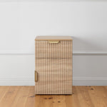 PORTO BEDSIDE TABLE - NATURAL OAK - FLUTED - PULL BRASS V164-ECS13SFB03G