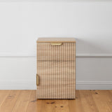 PORTO BEDSIDE TABLE - NATURAL OAK - FLUTED - PULL BRASS V164-ECS13SFB03G