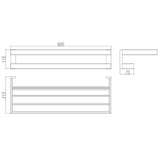 600mm 2 Layers Towel Shelf Storage Bath Stainless Steel Rack Rail Black V201-W12783565