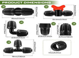 24-Pack Drip Irrigation Fitting Kit Leak-Proof, UV & Heat Resistant, Fits 1/2" Tubing, Complete V1366-AZ2-W-15159
