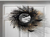 Black Bat Wreath Halloween Wreath For Front Home Wall Decor For Halloween Night Lighted Bat V1192-AZ-W-27957