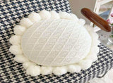 Knitted Throw Pillow Round Couch Pillow Sofa Cute Cushion Handmade Pompoms Decorative Plush Pillow V1370-AZ4-05406