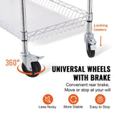 VEVOR Kitchen Utility Cart, 3 Tiers, Wire Rolling Cart, Steel Service Cart on Wheels, Metal Storage V952-WGCFTCCB350X1RH9BV0