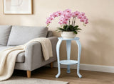 2-Tier Metal Plants Stand, Indoor Outdoor Minimalist Flower Pot Holder, White Metal Planter Shelf V1366-AZ2-W-12032