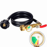 Propane Refill Adapter Hose with Gauge and Control Valves, for 1 LB Tanks, QCC1 Adapter for Camping, V1192-AZ-W-30127