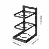 3-Tier Under Sink Pot and Pan Organizer Rack Adjustable Height Kitchen Cabinet Storage Black V1366-AZ2-W-11777