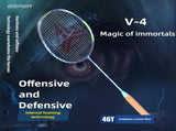 ESPER V4 Badminton Racket 82g Lightweight 4U Full Carbon Fiber All-Around Professional Match V1232-YMQPV4003