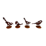 Set 4 Asst Rust Laser Cut Birds on Base 19cm V637-74150BRD