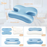Side Sleeper Pillow for Anti-Wrinkle, Cooling Memory Foam Beauty Pillows for Neck Pain & Breathing V1107-115-88297-BLU