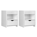 Artiss 2X Bedside Table 1 Drawer with Shelf - FARA White FURNI-C-BS-TOGO-WHX2
