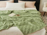 200*230CM Light Green Ultra-Soft Waffle Textured Plush Fleece Blanket - Large Cozy All-Season Throw V888-ELOSUNG32598