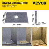 VEVOR Waterproofing Shower Kit Shower Kit Tray 38''x60'' with Central Drain PVC V952-LYDZT38X60PVC2FCMV0
