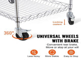 Kitchen Utility Cart, 3 Tiers, Wire Rolling Cart with 300kg Capacity, Steel Service Cart on Wheels, V952-WGCFTCCB30X184GWTV0