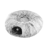 Plush Cat Tunnel with Cat Bed Pet Cat Tunnel Toys Gray V1263-JX-6852