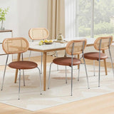 Artiss 4x Dining Chairs PU Leather Rattan Kitchen Lounge Cafe Accent Chair Brown DINC-B-S06-BRX4