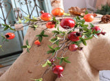 3pcs 6 Head Artificial Pomegranate Stem Faux Fruit for Vase Realistic Faux Pomegranates Tree V1294-YM0901-210603QJ0438
