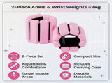 2-Piece Ankle & Wrist Weights 2kg Pair Adjustable Workout Bangles V63-952781