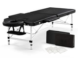 Zenses Massage Table 55cm Portable 2 Fold Aluminium Beauty Bed Black MT-ALUM-2FOLD-BK-55
